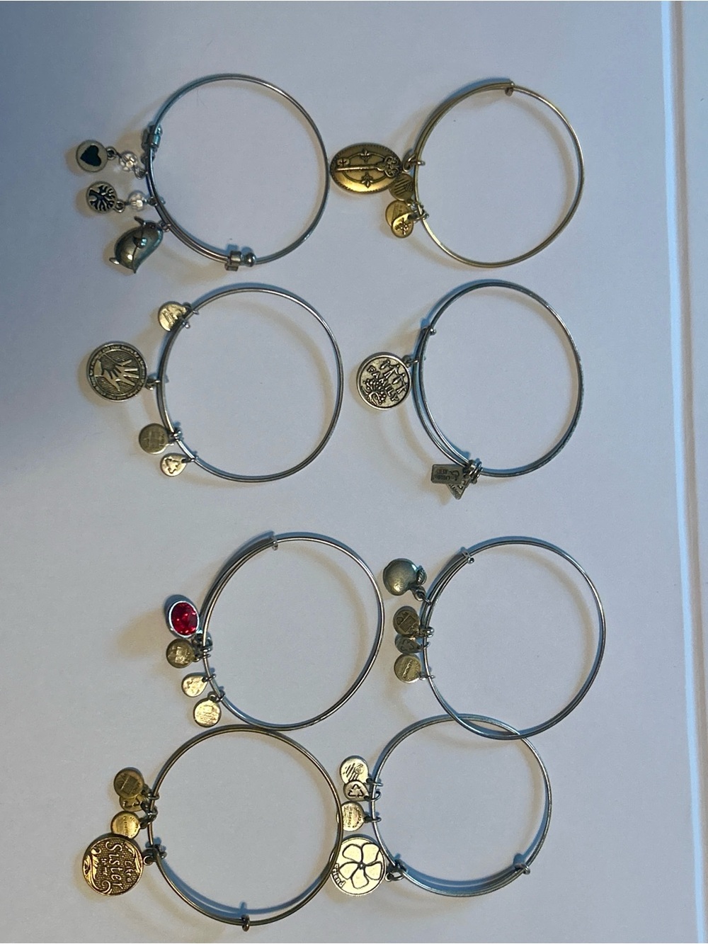 Alex and Ani Stackable Charm Bangle Bracelet Bundle (Lot of 8)